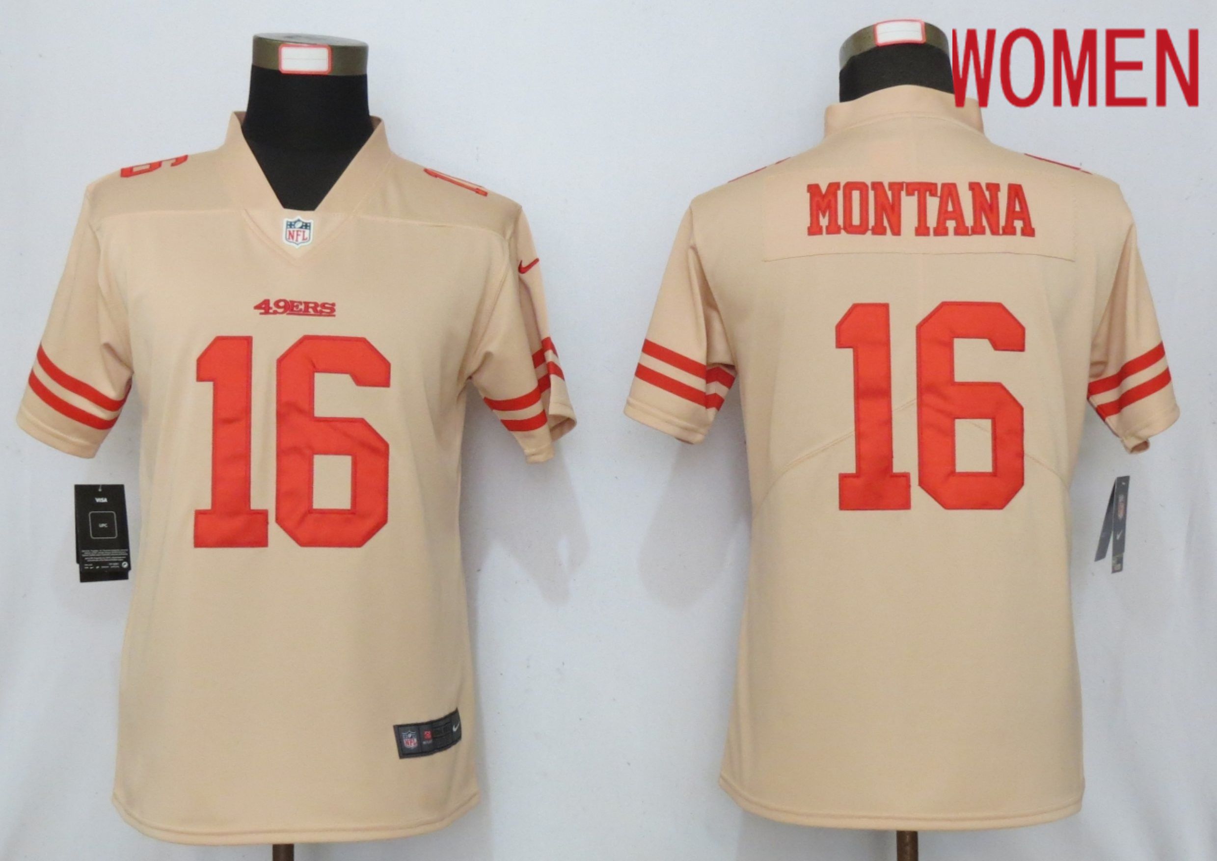 Women San Francisco 49ers #16 Montana 2019 Vapor Untouchable Nike Gold Inverted Elite Playe NFL Jerseys->san francisco 49ers->NFL Jersey